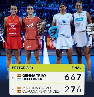 Resultado de la final femenina del Pretoria P1: Triay y Brea vencen a Calvo y Fernández