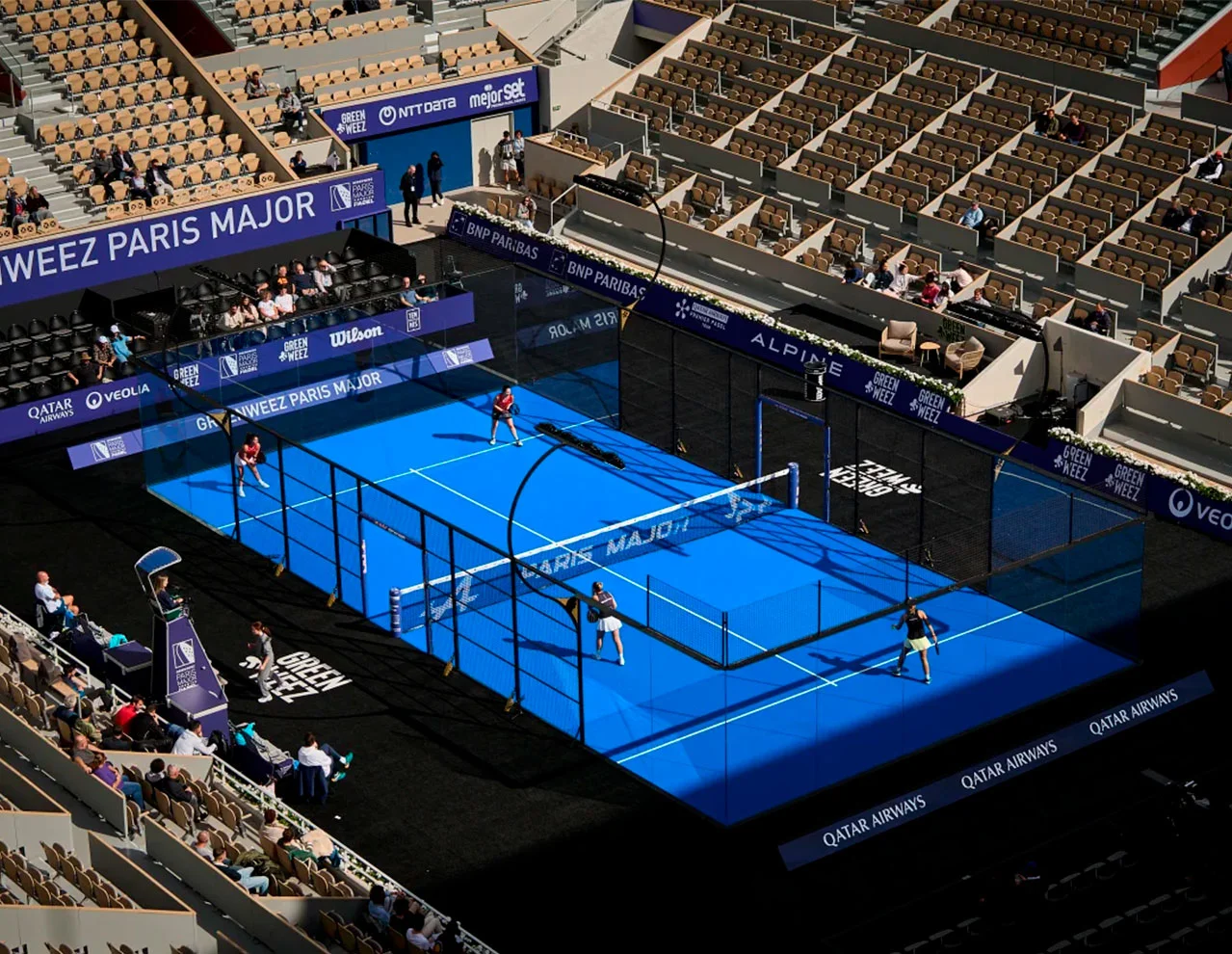 Pista oficial MejorSet durante el Paris Major Premier Padel en Roland Garros