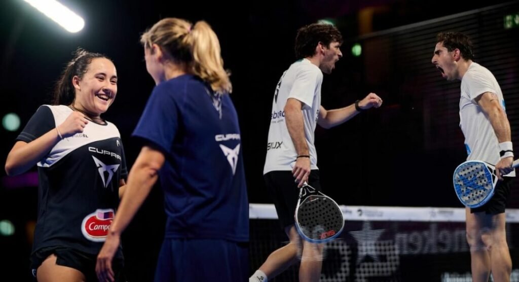 Festejo de finalistas en las semifinales del Germany Premier Padel P2 2026 en Düsseldorf