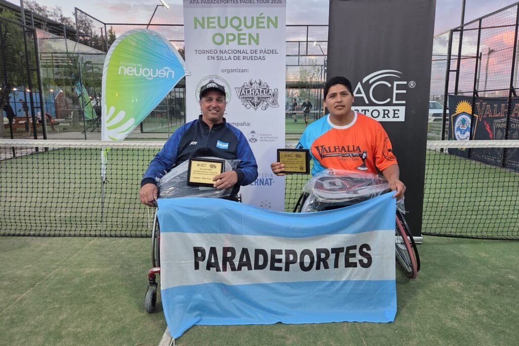 Diego Moliner y Marco Jerez, campeones del Neuquén Open de pádel en silla de ruedas