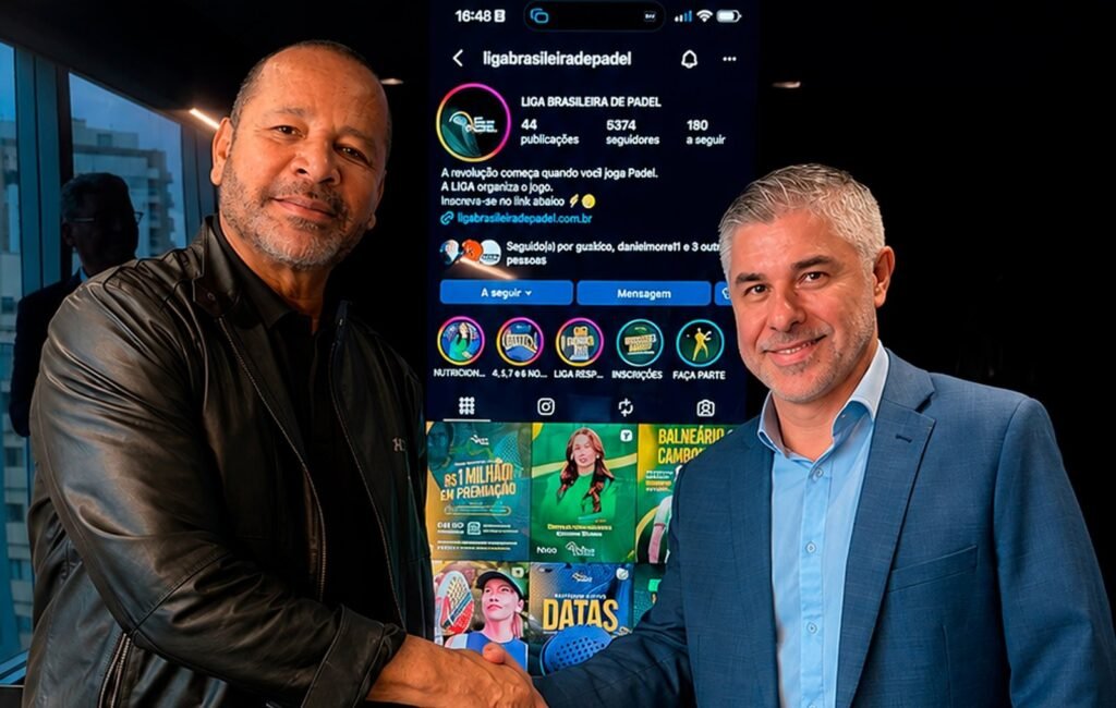 Neymar da Silva Santos y Jaison Corrêa, socio y CEO de la Liga Brasileira de Pádel